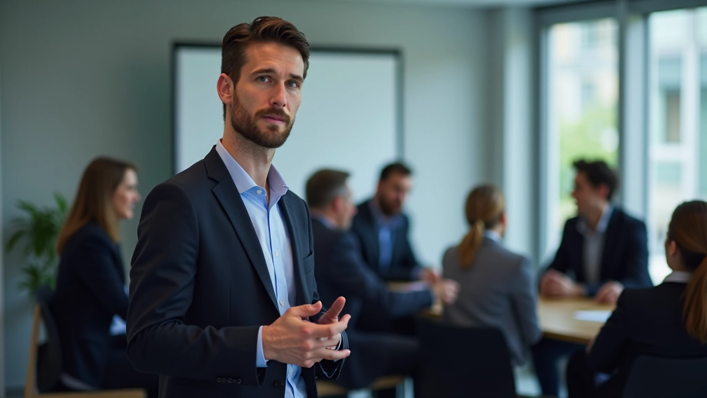 Formateur enseignant une technique de communication à un groupe d'étudiants attentifs