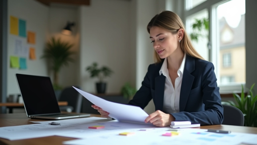 Entrepreneur travaillant sur un plan stratégique avec des éléments visuels et des notes